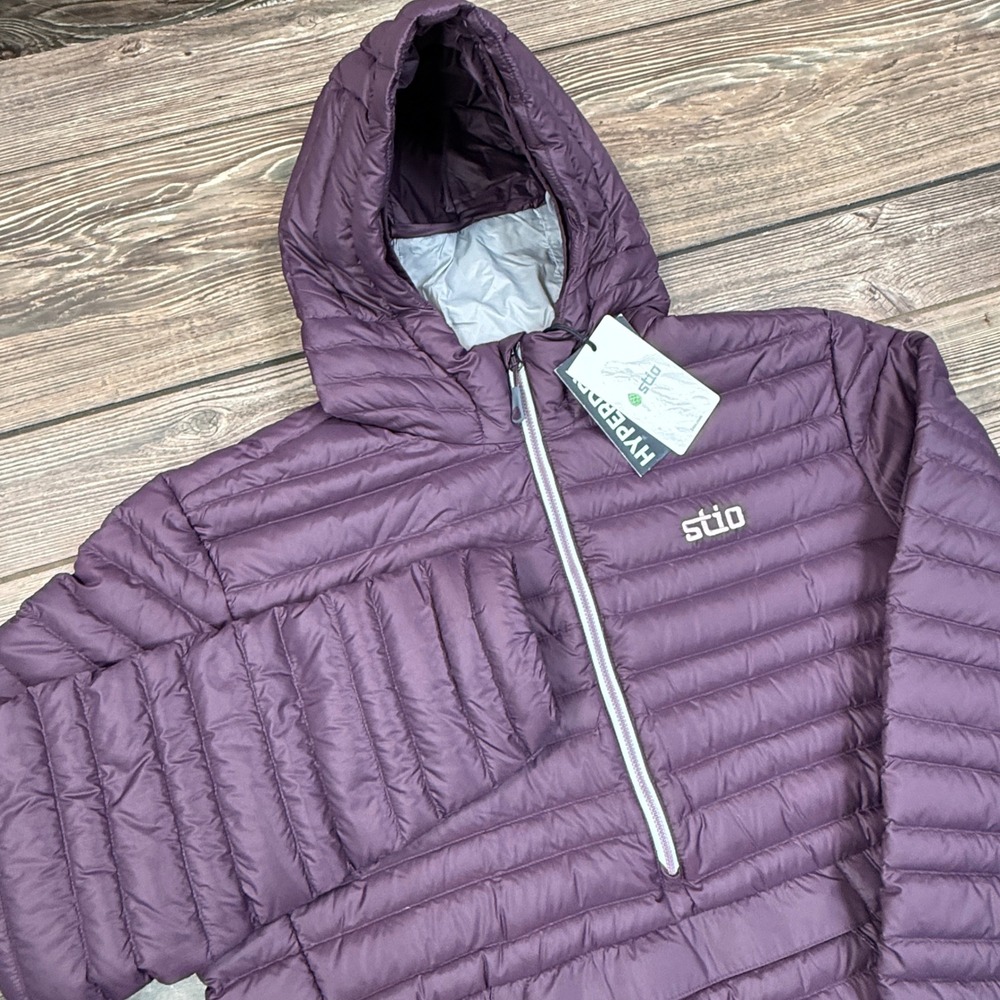 Stio Men Pinion Down Pullover Hoodie 800 Fill HyperDRY Huckleberry Jam Large NEW